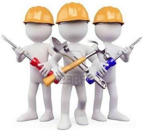 Técnicos de mantenimiento sanitario con herramientas
